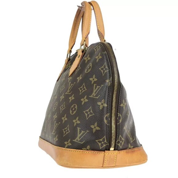 LOUIS VUITTON LV Logo Alma Hand Bag Monogram Leather Brown France - Picture 12 of 16